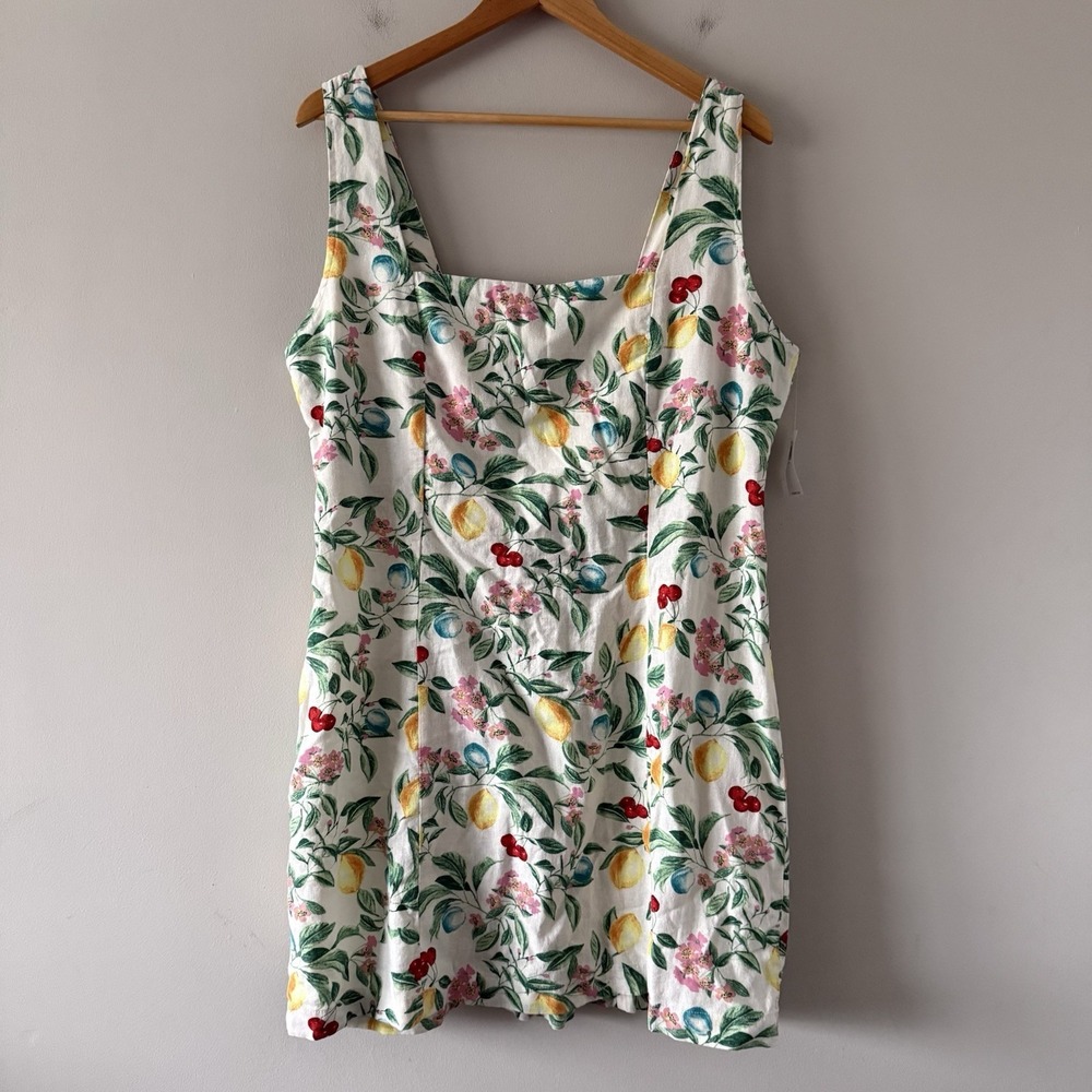 Old Navy Dress Womens XL Linen Blend Lemon Preppy Summer Beachy Festival Coverup